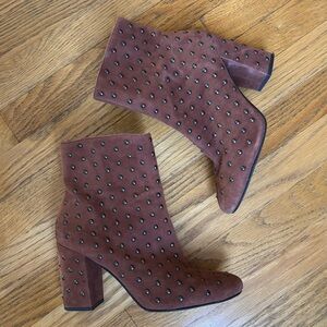 Luck Brand Studded Brown Ankle Boots